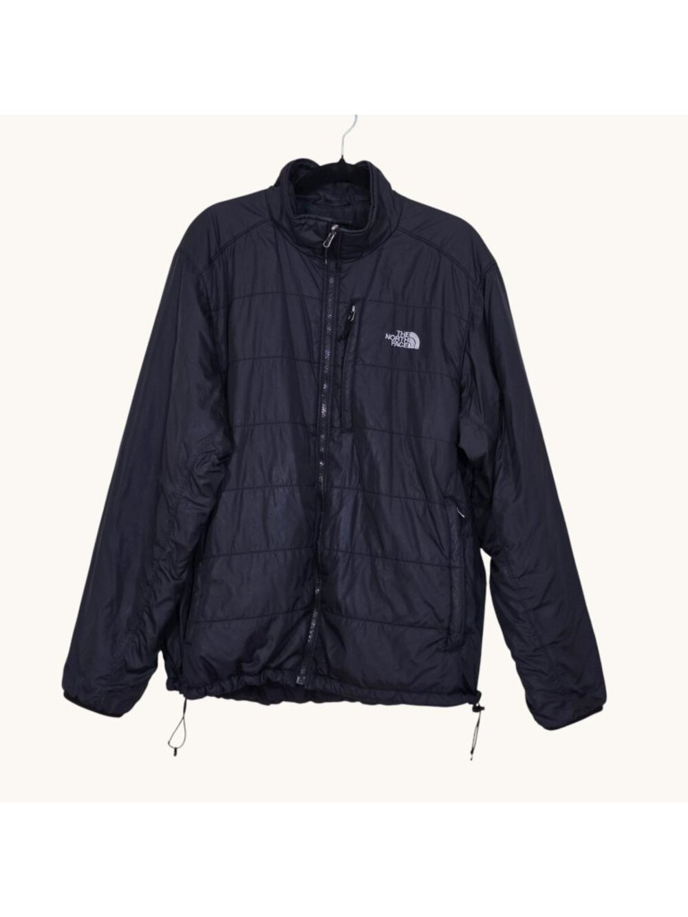 The North Face Primaloft Jacket XL Black Pockes Full Zip Drawstrings Casual Edgy